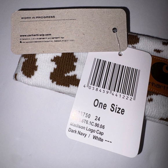 Carhartt Madison Logo Cap Headband White Brown Cow Print One Size NWT - Picture 2 of 4